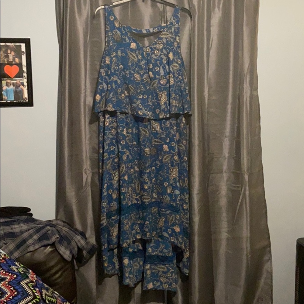 High low dress, blue floral dress
